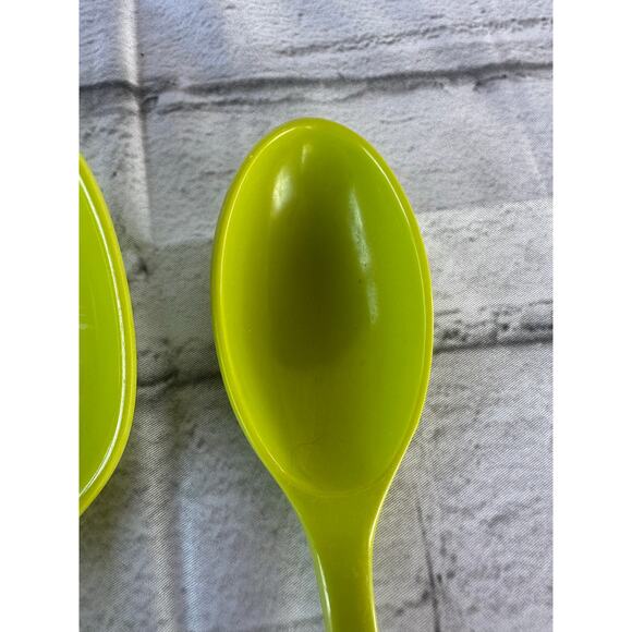 Vintage Melamine Three Spoon Set Slotted Mixing Serving Light Lime Green Avocado - Picture 4 of 11